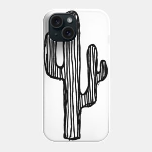 Cactus Doodle Black Phone Case