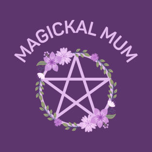 Magickal Mum Purple Lilac Floral Pentacle Cheeky Witch® T-Shirt