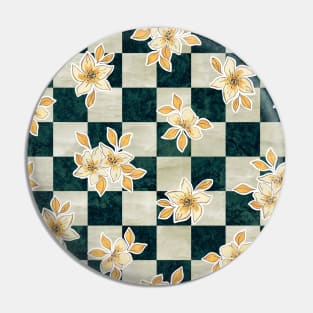 Yellow Flowers on a Checkerboard Background Pin