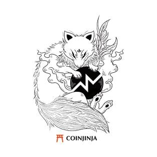 CoinJinja White Fox - Traditional Japanese Style Drawing T-Shirt