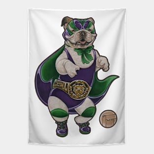 Bulldog Luchador - Dark Outlined Version Tapestry