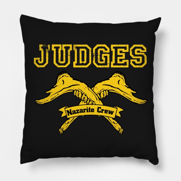 Judge New York Crew Parody Judges Hardcore Punk Pillow by thecamphillips