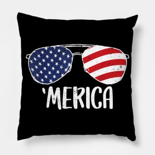 4th of July Merica Sunglasses Tee Gift Men Women kids USA Pillow