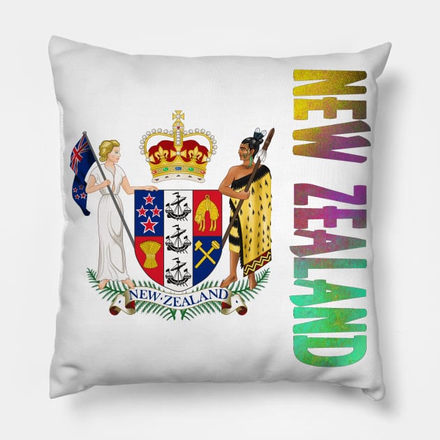 New Zealand Coat of Arms Design Pillow by Naves