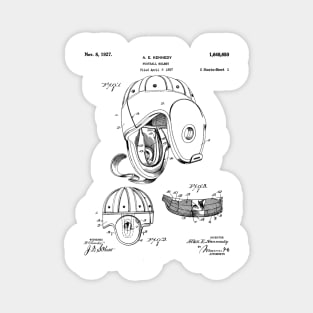Football Helmet Patent - Sports Fan Football Player Art - White Magnet