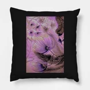 lilac dusty purple tropical palms flowers deco poster art Pillow