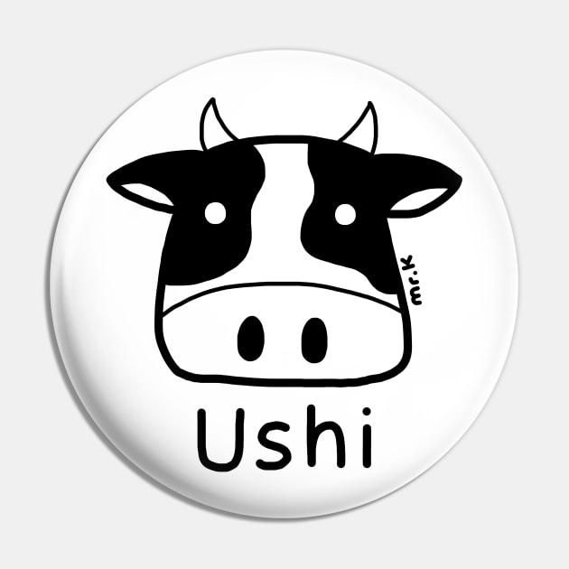Ushi (Cow) Japanese design in black Pin by MrK Shirts