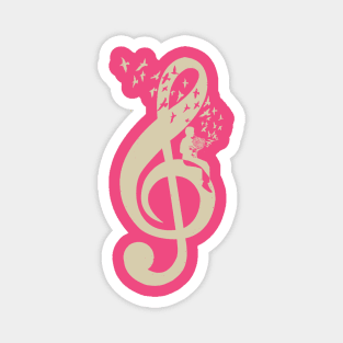 Treble Clef -  Music French Horn - Vintage Magnet