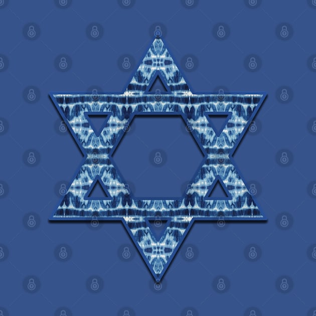 Tie Dye Blues Twos Star of David by Nina May Design Studio