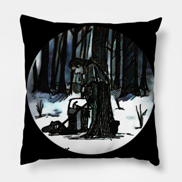 Praying at Valley Forge - Watercolor Version Pillow by Aeriskate