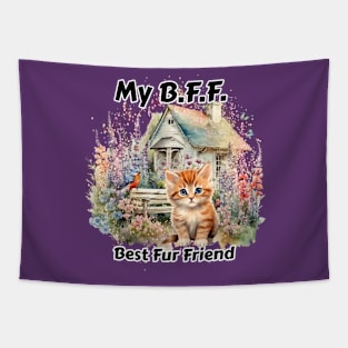 My B.F.F. Orange Striped Kitten Tapestry