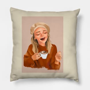 Enjoying your warm cup of drink Pillow