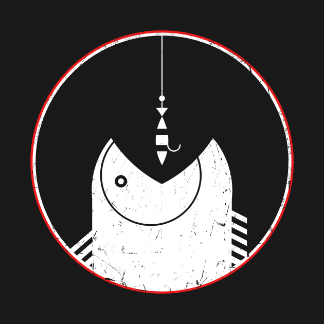 lure and catch a big bass fish minimal art by croquis design