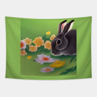Rabbit and Flowers Tapestry