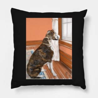 Boxer Dog looking out the Window Pillow