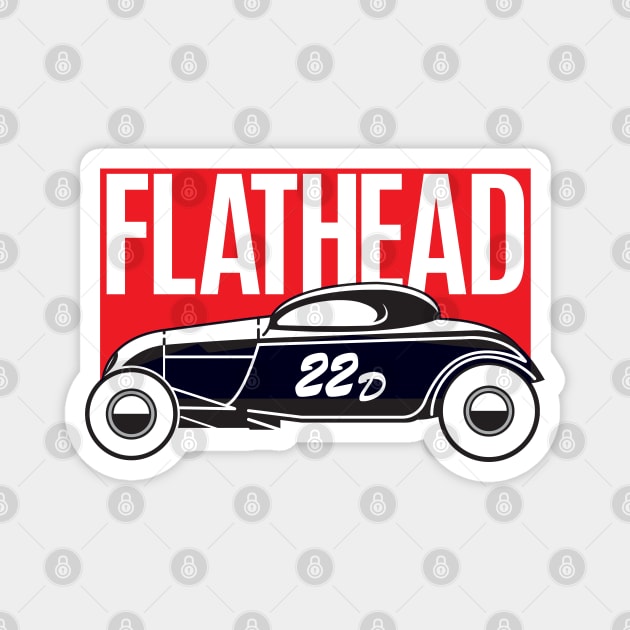 Bonneville Flathead Coupe racer - Hop Up red print Magnet by retropetrol