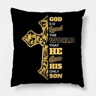 John 3:16 God so Loved the World Bible Verse Christian Pillow