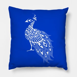 kawaii blue peacock ecopop Pillow