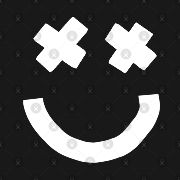 Express Yourself Minimal Happy Smiley Face with X Eyes by ellenhenryart