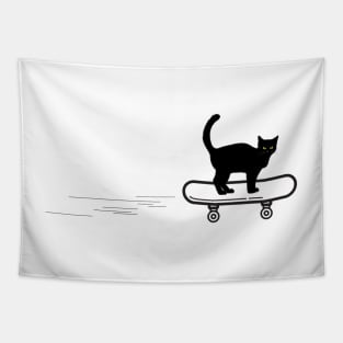 Black Cat On Skateboard Tapestry