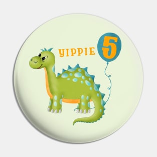 Dinosaur Fifth birthday Pin