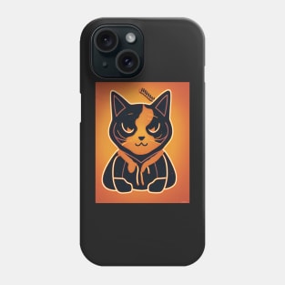 cat halloween orange baseboll Phone Case