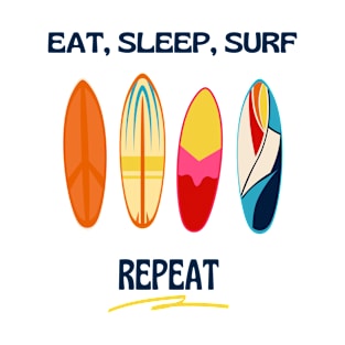 Eat Sleep Surf Repeat | Colorful Surfboards T-Shirt