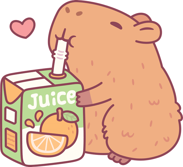 Cute Capybara Loves Orange Juice Kids T-Shirt by rustydoodle