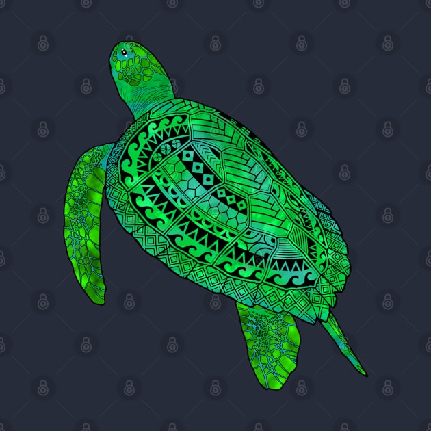 Tribal Green Sea Turtle by macdonaldcreativestudios