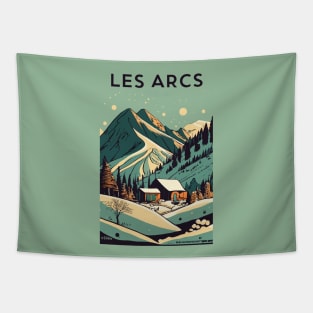 A Vintage Travel Art of Les Arcs - France Tapestry