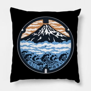 Mount Fuji Manhole Cover Art Pillow