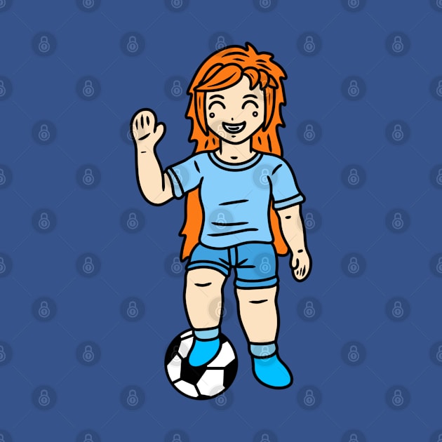 Cartoon football player girl by Andrew Hau