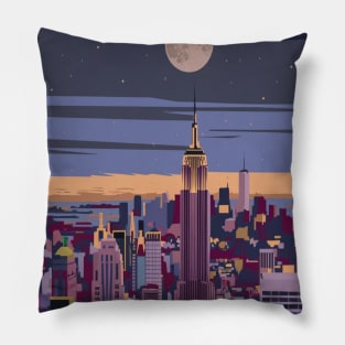 New York City That Never Sleeps - Moon and City Pillow