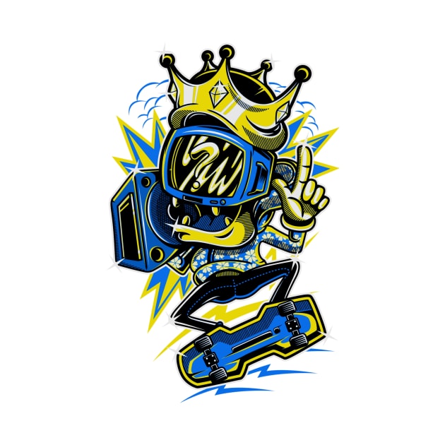 King TV Skater Blue Gold by BradleyHeal