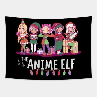 Kawaii Christmas Anime Elf Girls Tapestry