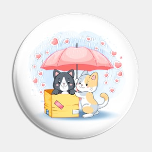 Cute lovely kittens under an umbrella Pin