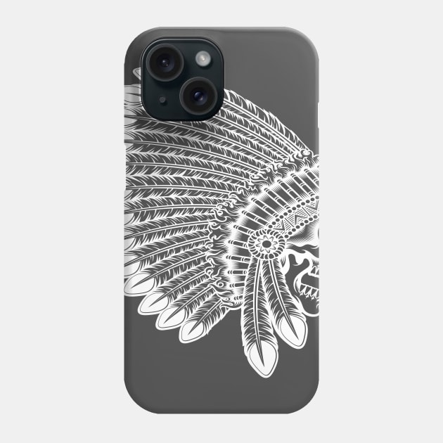 Indian Headdress Skull Phone Case by RightBrainIndustries