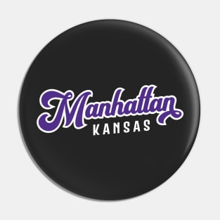 Manhattan Kansas - Vintage Purple Athletic Script Pin