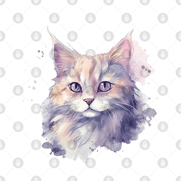 Cute kitten in watercolor by Salogwyn