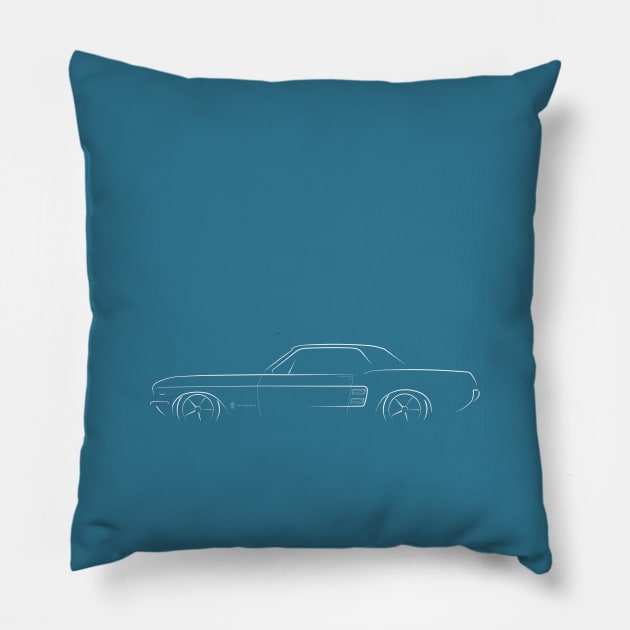 1967 Ford Mustang - profile stencil, white Pillow by mal_photography