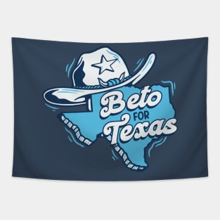 Beto for Texas Governor // Retro Texas Cowboy Hat & State Outline Tapestry