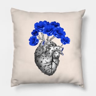 Cactus Heart, succulent heart and blue flowers, Prickly Heart, succulent lover, Plant lover Pillow