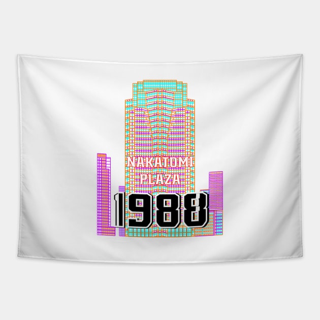 Nakatomi Plaza 80s Tapestry by Lunaaart