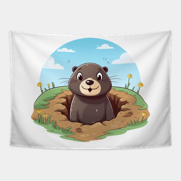 Cute mole peeked Tapestry by BloomInOctober