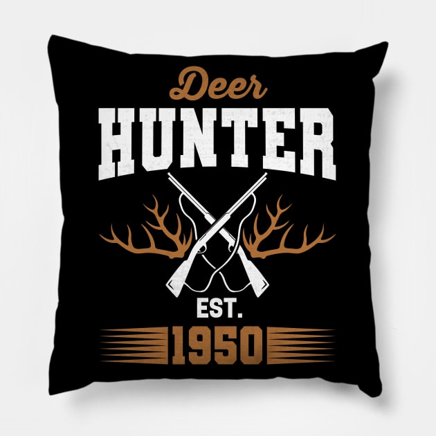 Gifts for 71 Year Old Deer Hunter 1950 Hunting 71th Birthday Gift Ideas Pillow by uglygiftideas