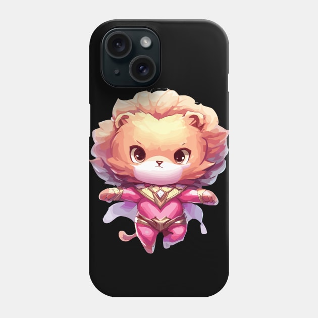 Superhero pink lion cat Phone Case by TomFrontierArt