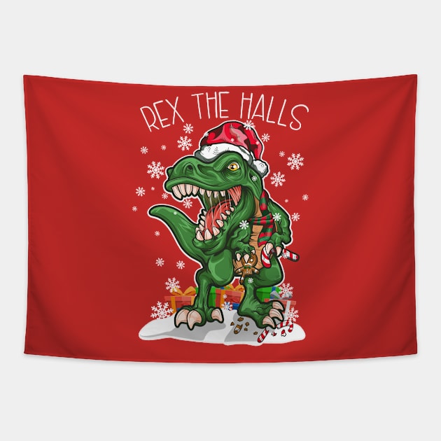 Christmas T Rex The Halls Dinosaur Merry XMAS Tapestry by RAWRTY ANIMALS