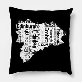 Edinburgh City Map With Text Pillow