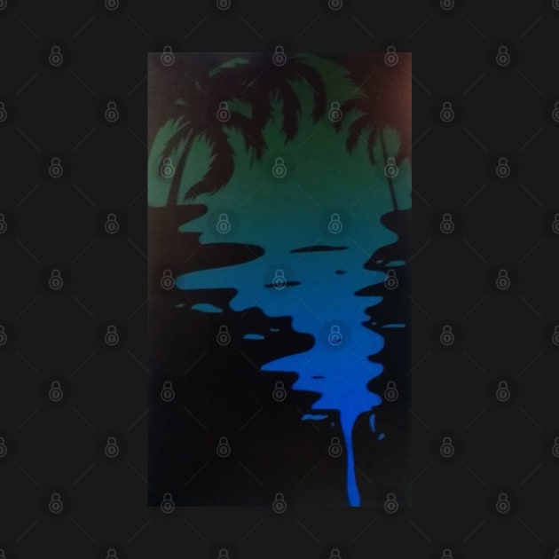 Blue Sunset Palm trees by Art by Ergate