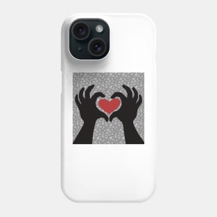 Hands making the sign of love, a red heart Phone Case